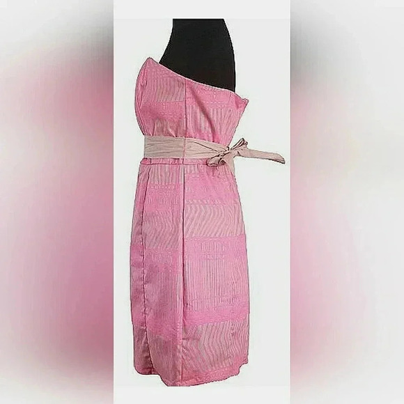 Elegant Holiday Chic Pink 12 Strapless Soft Stretch Formal Events Dress - Picture 3 of 7